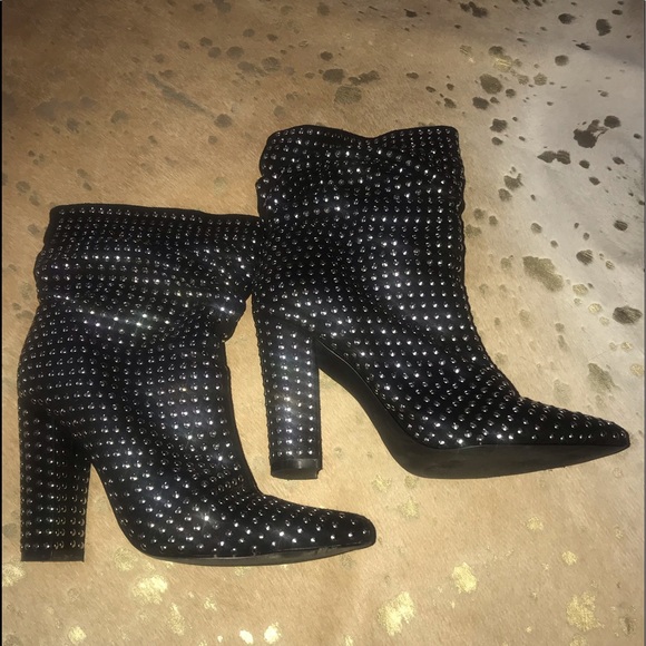 Black Studded Scrunch Boots - Picture 2 of 4